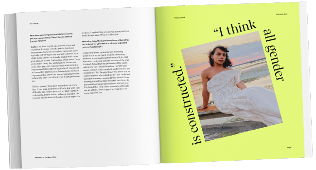 Interior pages of the LGBTQ+ 52-week journal showing weekly writing prompts